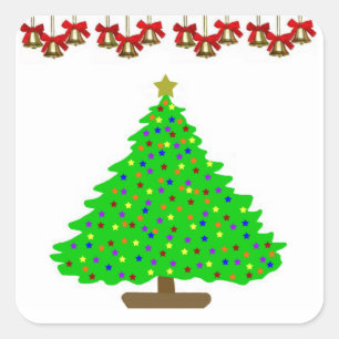 Star Christmas Tree Square Sticker