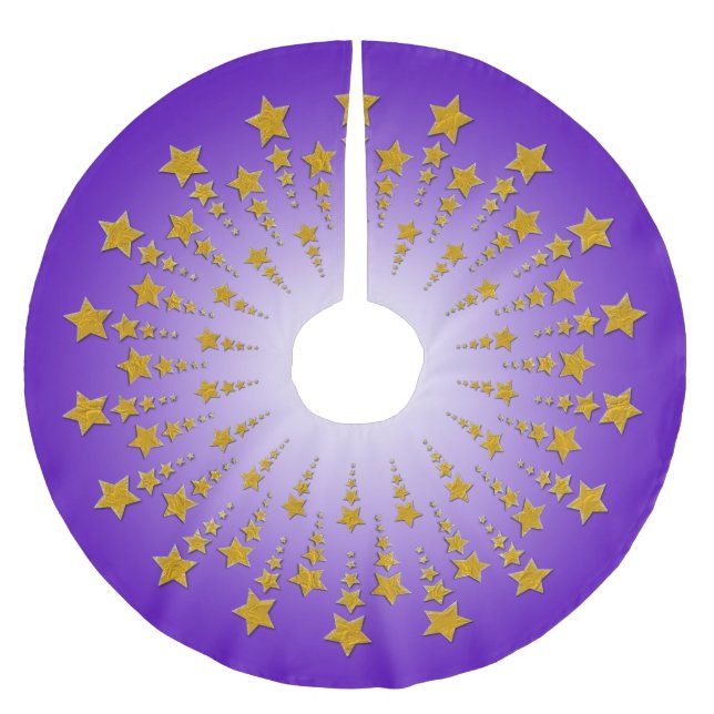 Star Circle gold I + your backgr. & ideas Brushed Polyester Tree Skirt (Front)
