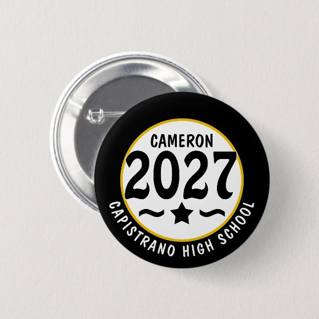 Star Class of 2027 Graduation 6 Cm Round Badge (Front & Back)