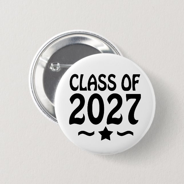 Star Class of 2027 Graduation 6 Cm Round Badge (Front & Back)