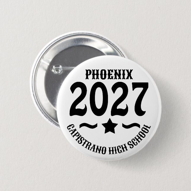 Star Class of 2027 Graduation 6 Cm Round Badge (Front & Back)