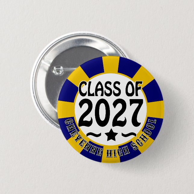 Star Class of 2027 Graduation 6 Cm Round Badge (Front & Back)
