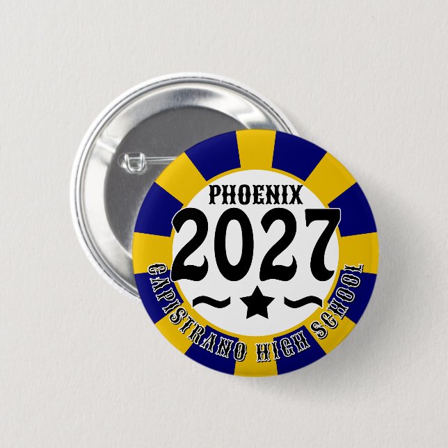 Star Class of 2027 Graduation 6 Cm Round Badge (Front & Back)