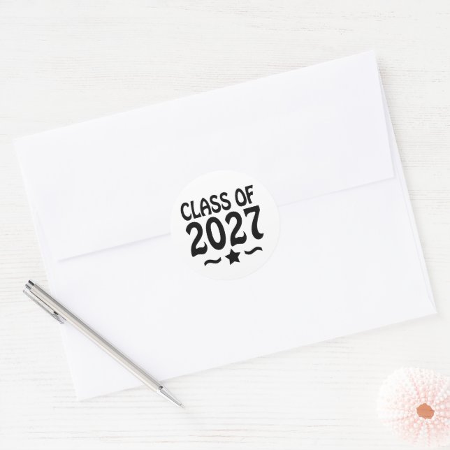 Star Class of 2027 Graduation Classic Round Sticker (Envelope)