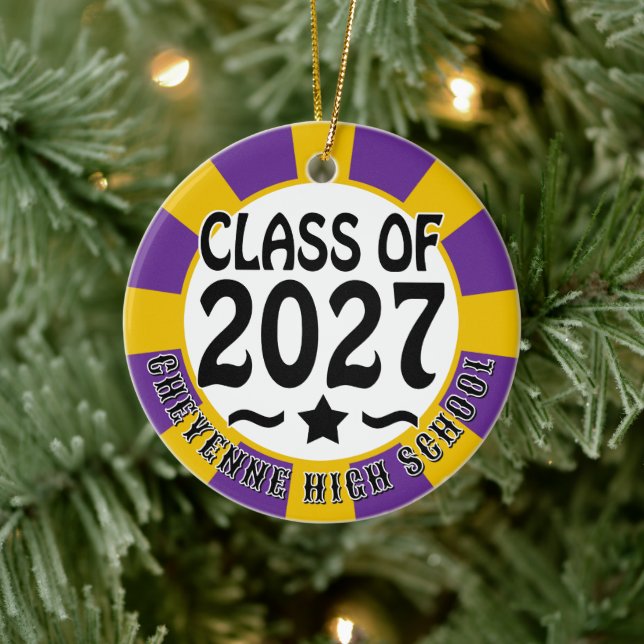 Star Class of 2027 Photo Graduation Ceramic Tree Decoration (Tree)