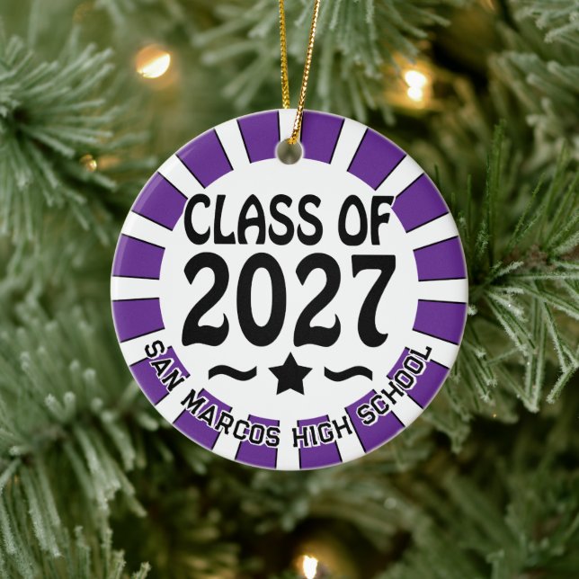 Star Class of 2027 Photo Graduation Ceramic Tree Decoration (Tree)