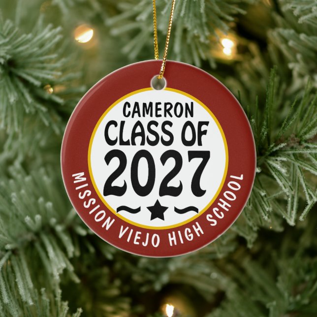 Star Class of 2027 Photo Graduation Ceramic Tree Decoration (Tree)