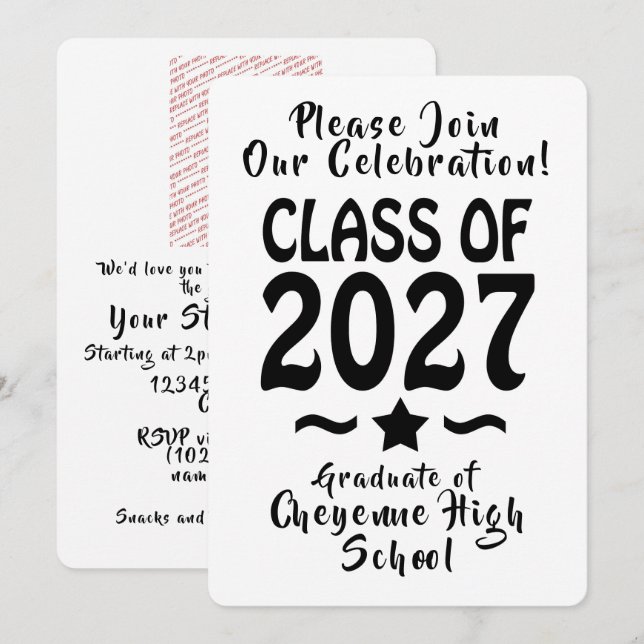 Star Class of 2027 Photo Graduation Invitation (Front/Back)