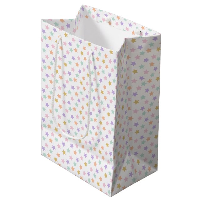 Star Confetti (Pastel) Medium Gift Bag (Front Angled)