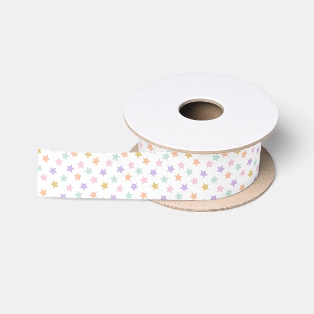 Star Confetti (Pastel) Satin Ribbon (Spool)