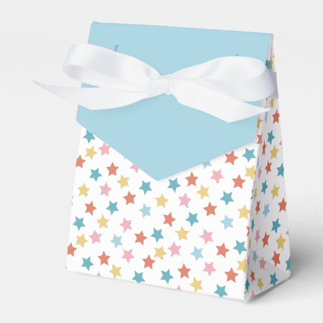 Star Confetti (Retro Blue) Favour Box (Front Side)