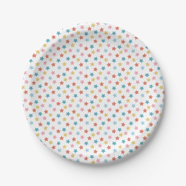 Star Confetti (Retro) Paper Plate (Front)