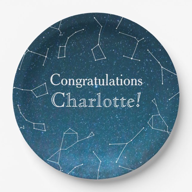 Star Constellations Space Baby Shower Paper Plate (Front)