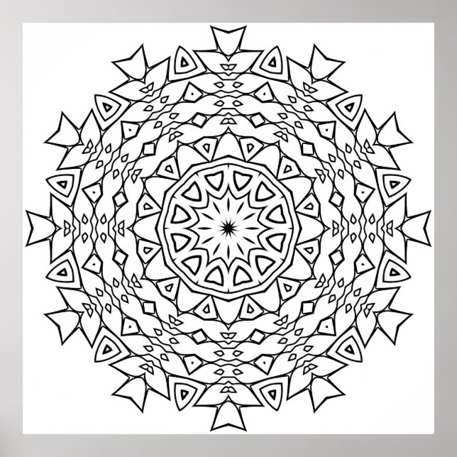 Star Core Mandala with Angular Tribal Geometry Poster (Front)