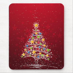 Star Covered Christmas Tree Mouse Pad