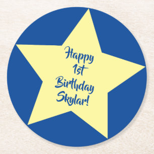 Star Cute Kid's Birthday Party Space Round Paper Coaster
