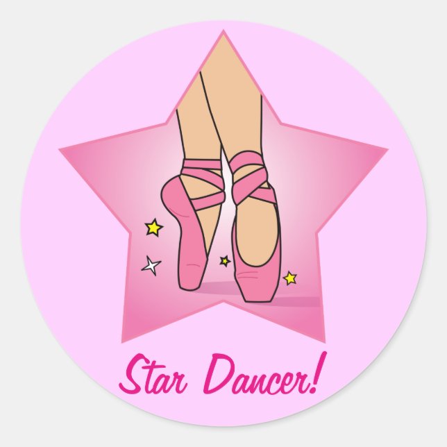 Star Dancer with Ballet Shoes Classic Round Sticker (Front)