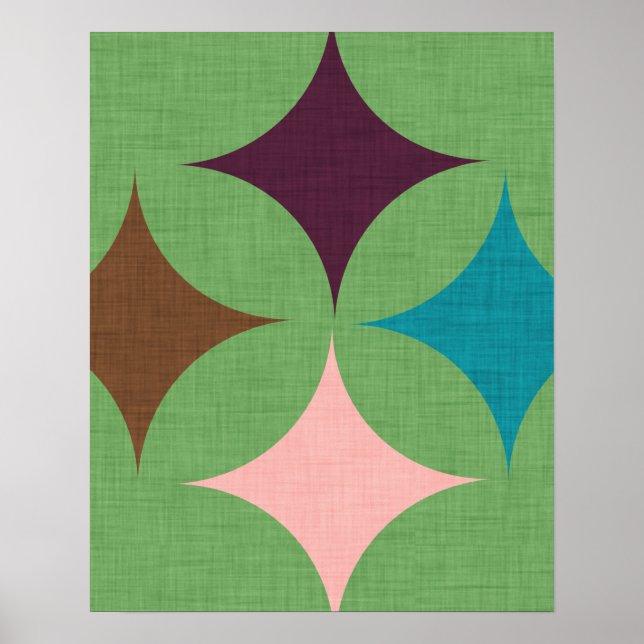 Star Diamond Mid Century Pattern Poster (Front)