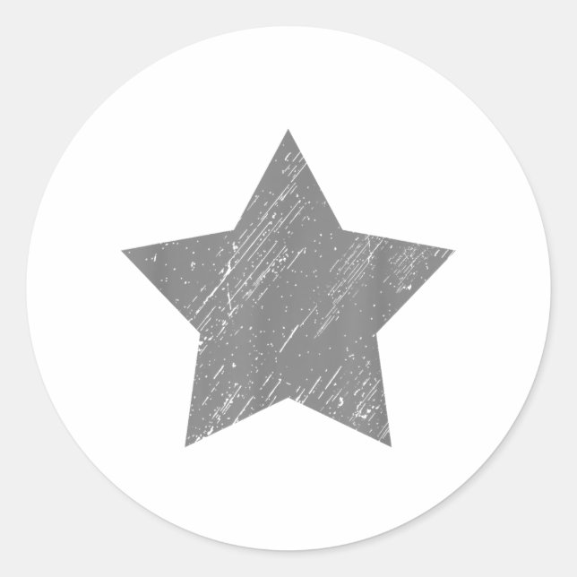Star Distressed Grey Vintage Star Classic Round Sticker (Front)