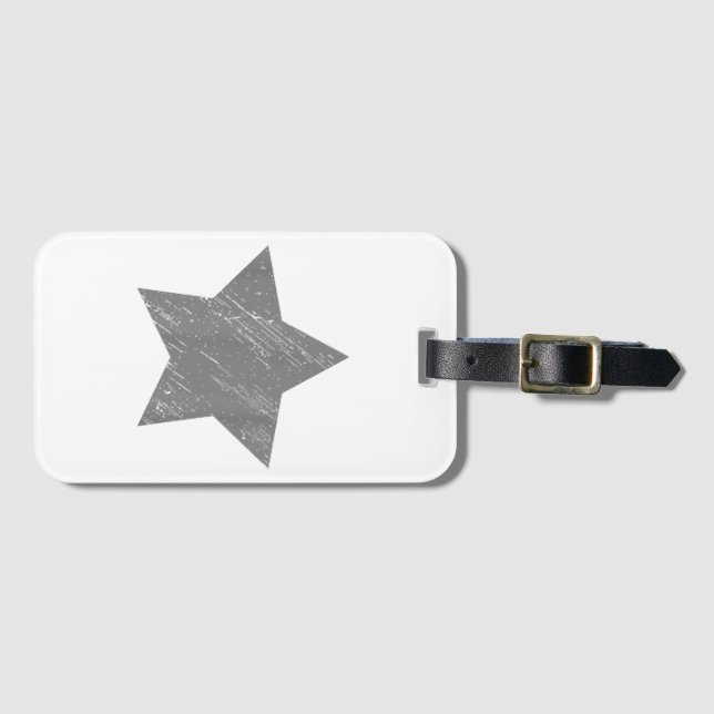 Star Distressed Grey Vintage Star Luggage Tag (Front Horizontal)