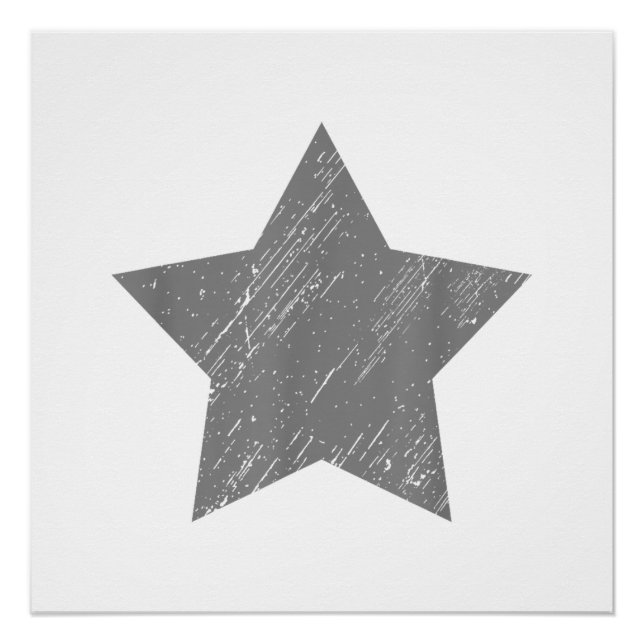 Star Distressed Grey Vintage Star Poster (Front)