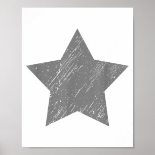 Star Distressed Grey Vintage Star Poster