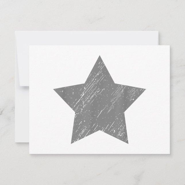 Star Distressed Grey Vintage Star Save The Date (Front)