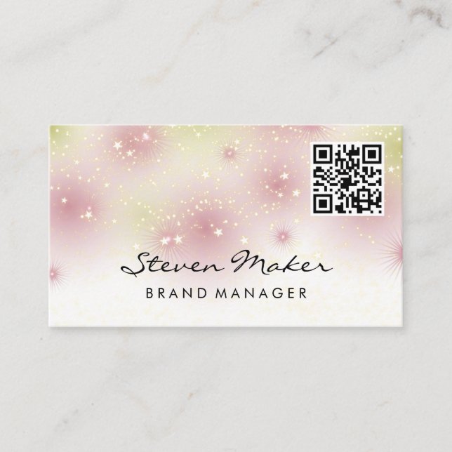 Star Dust Cursive Font | QR Code Business Card (Front)