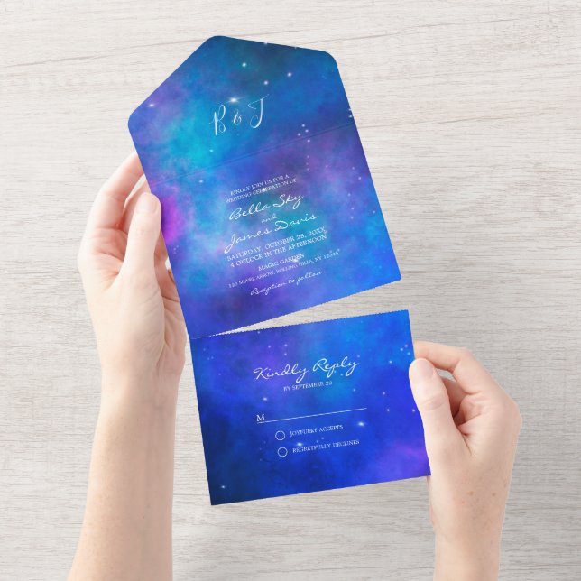 Star dust Nebula  All in One Wedding Invitation (Tearaway)