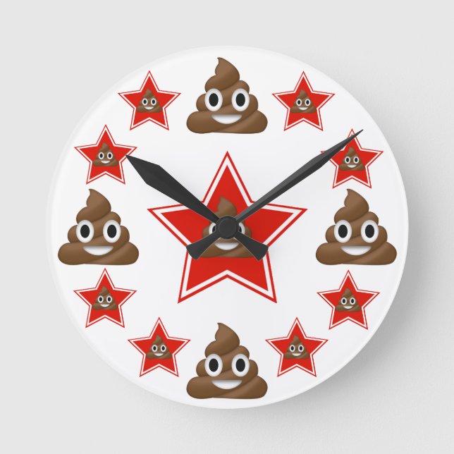 Star Emoji Poo Round Clock (Front)