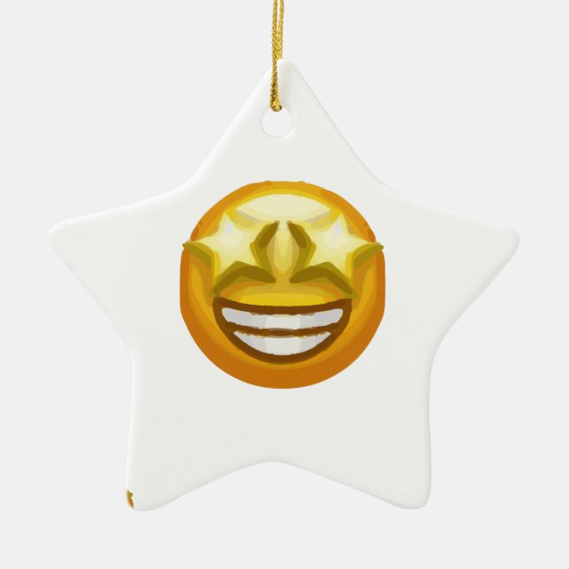 star eyes emoji ceramic tree decoration (Front)