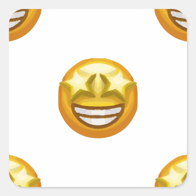 star eyes emoji square sticker (Front)