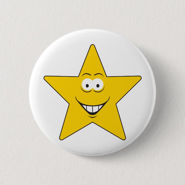 Star Face 6 Cm Round Badge (Front)