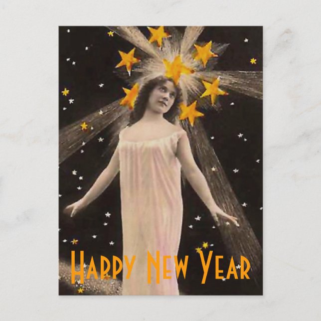 Star Filled New Years Wishes Holiday Postcard (Front)