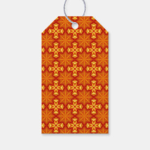 Star, fire, cross, orange and yellow pattern gift tags