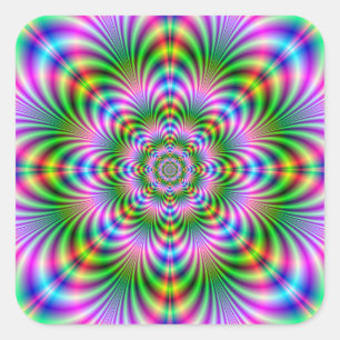 Star Flower in Neon Square Sticker