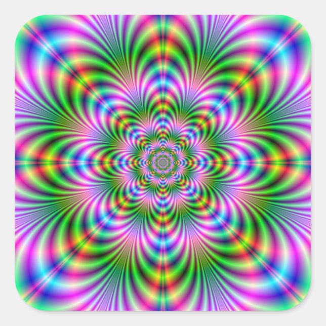 Star Flower in Neon Square Sticker (Front)