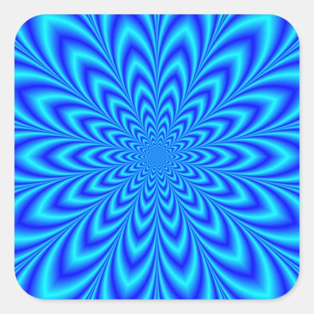 Star Flower in Shades of Blue Square Sticker (Front)