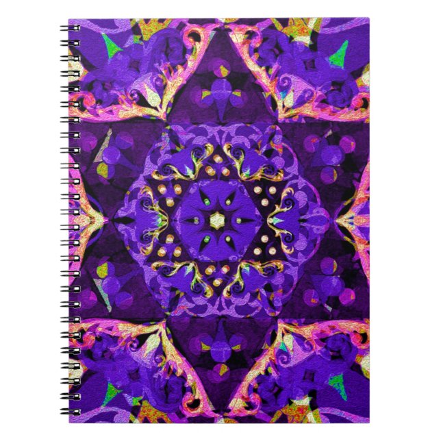 Star Flower Mandala in Purple Notebook (Front)