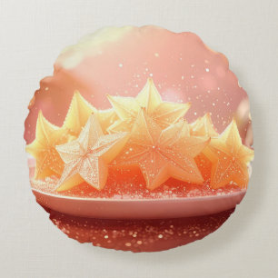 STAR FRUIT - CARAMBOLE - EXOTIC FRUITS ROUND CUSHION