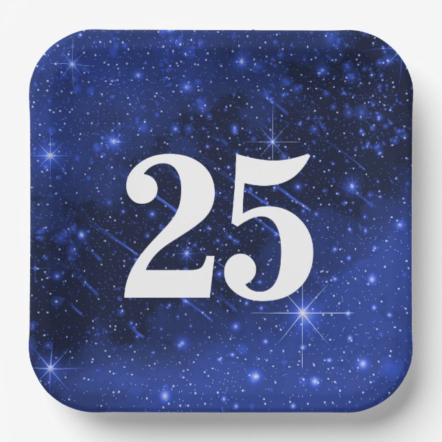 Star Galaxy For 25th Birthday Party     Paper Plate (Front)