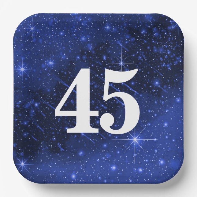 Star Galaxy For 45th Birthday Party  Paper Plate (Front)