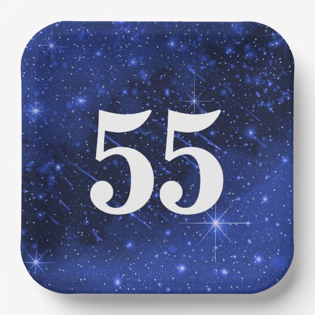 Star Galaxy For 55th Birthday Party Paper Plate (Front)