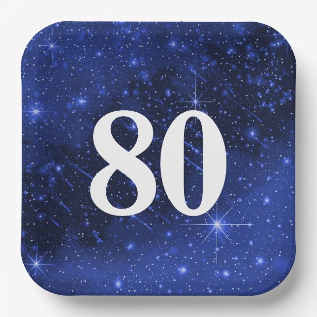 Star Galaxy For 80th Birthday Party   Paper Plate (Front)