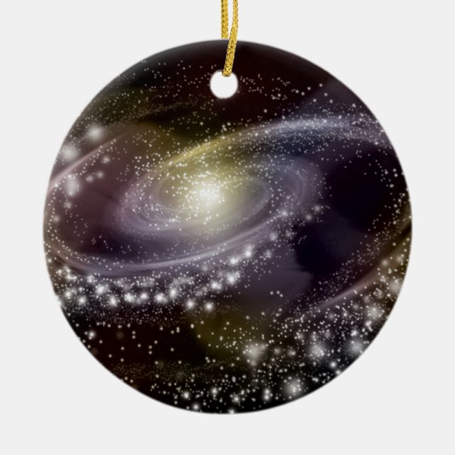 Star Galaxy Galactic Space Print Ceramic Tree Decoration (Front)