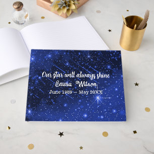 Star Galaxy On Blue Memorial Guest Book
