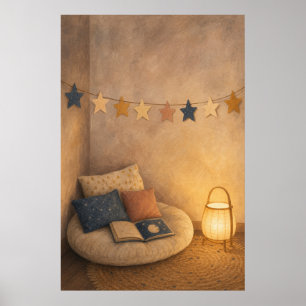 Star Garland Reading Nook Watercolour Poster