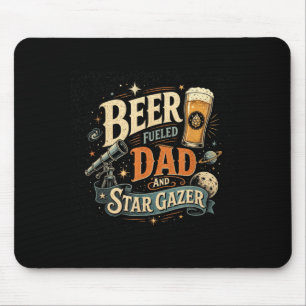 Star gazing beer dad father's day retro 70s mouse pad