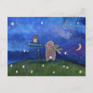 Star Gazing Bunny Rabbit Postcard