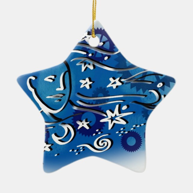 star gazing ceramic tree decoration (Front)